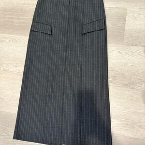 bec + bridge Charcoal Pinstripe Pencil Skirt